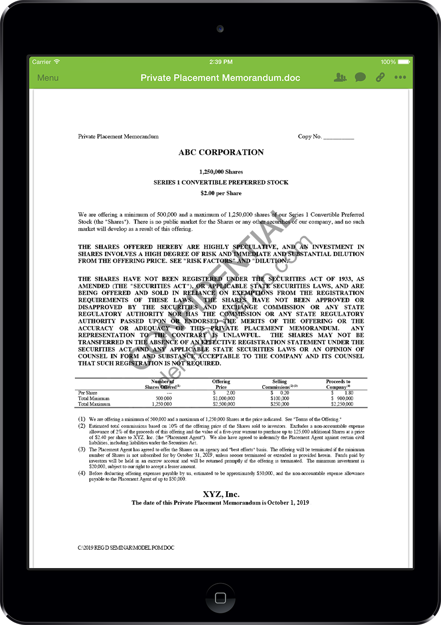 Example of a watermarked document.