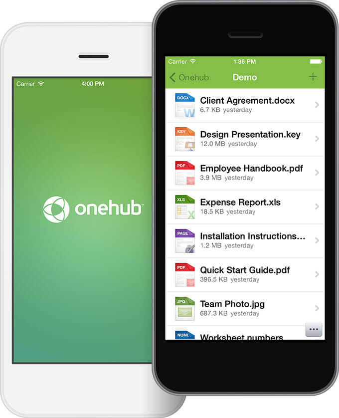 Onehub for iPhone screenshot.