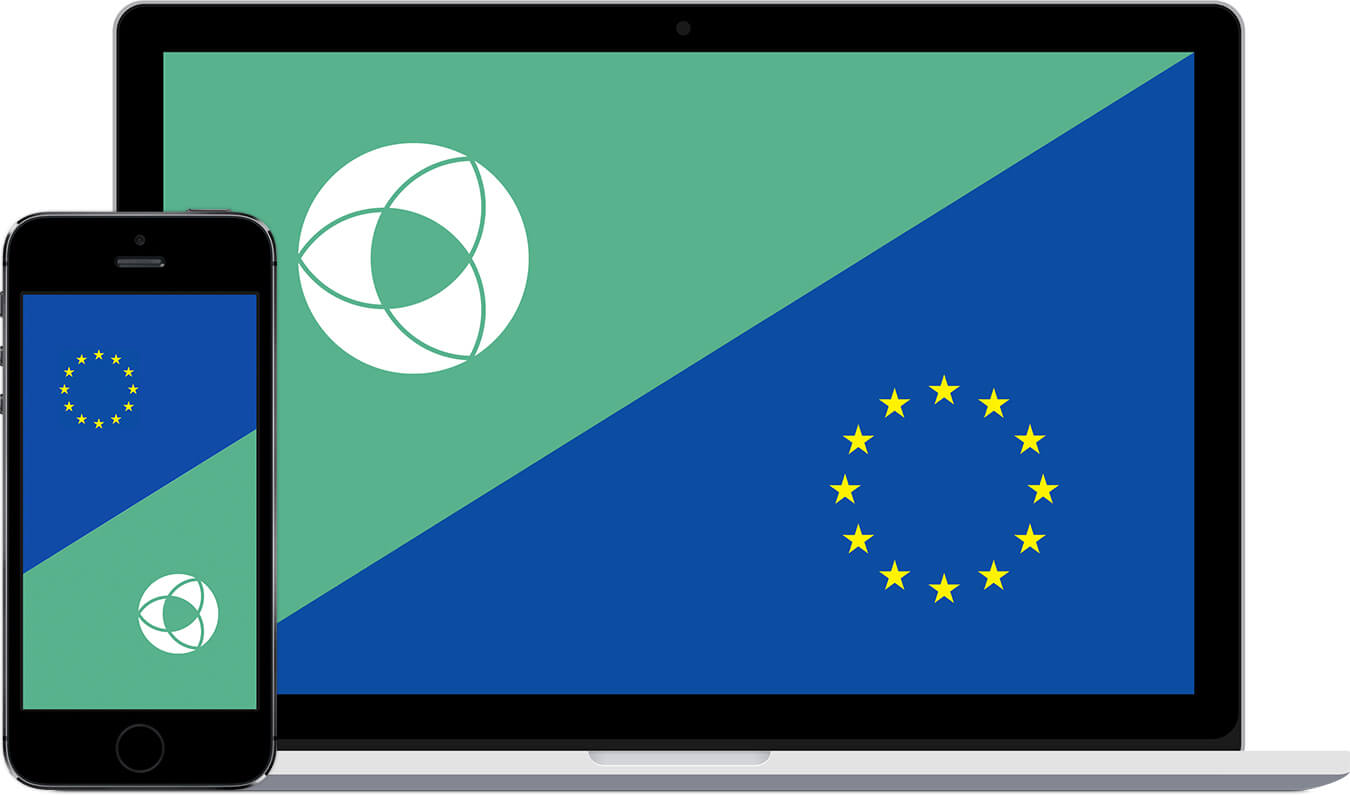 Screenshot of the EU & Onehub logos.