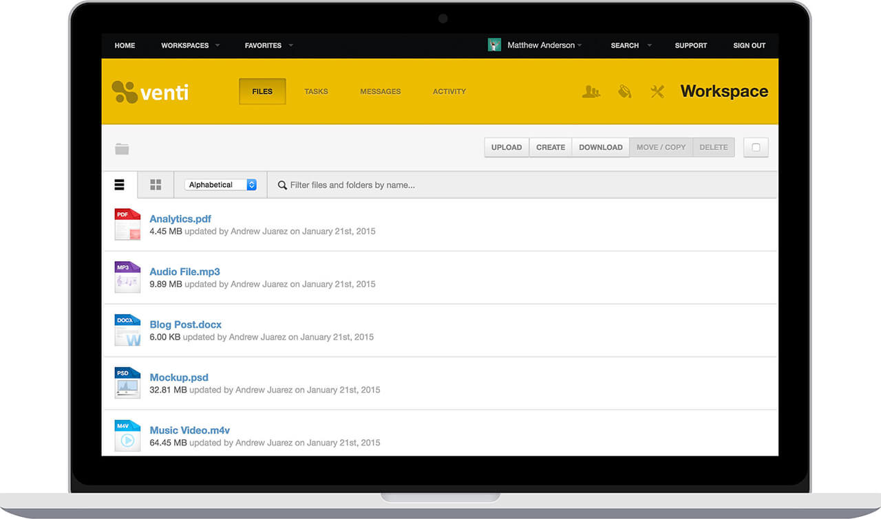 Screenshot of a Workspace with a yellow background